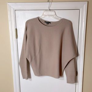 Dolman sleeve sweater. Boatneck, tan color.